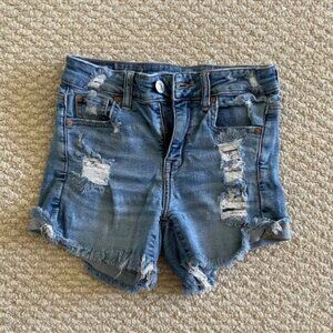 American Eagle high rise shortie denim shorts